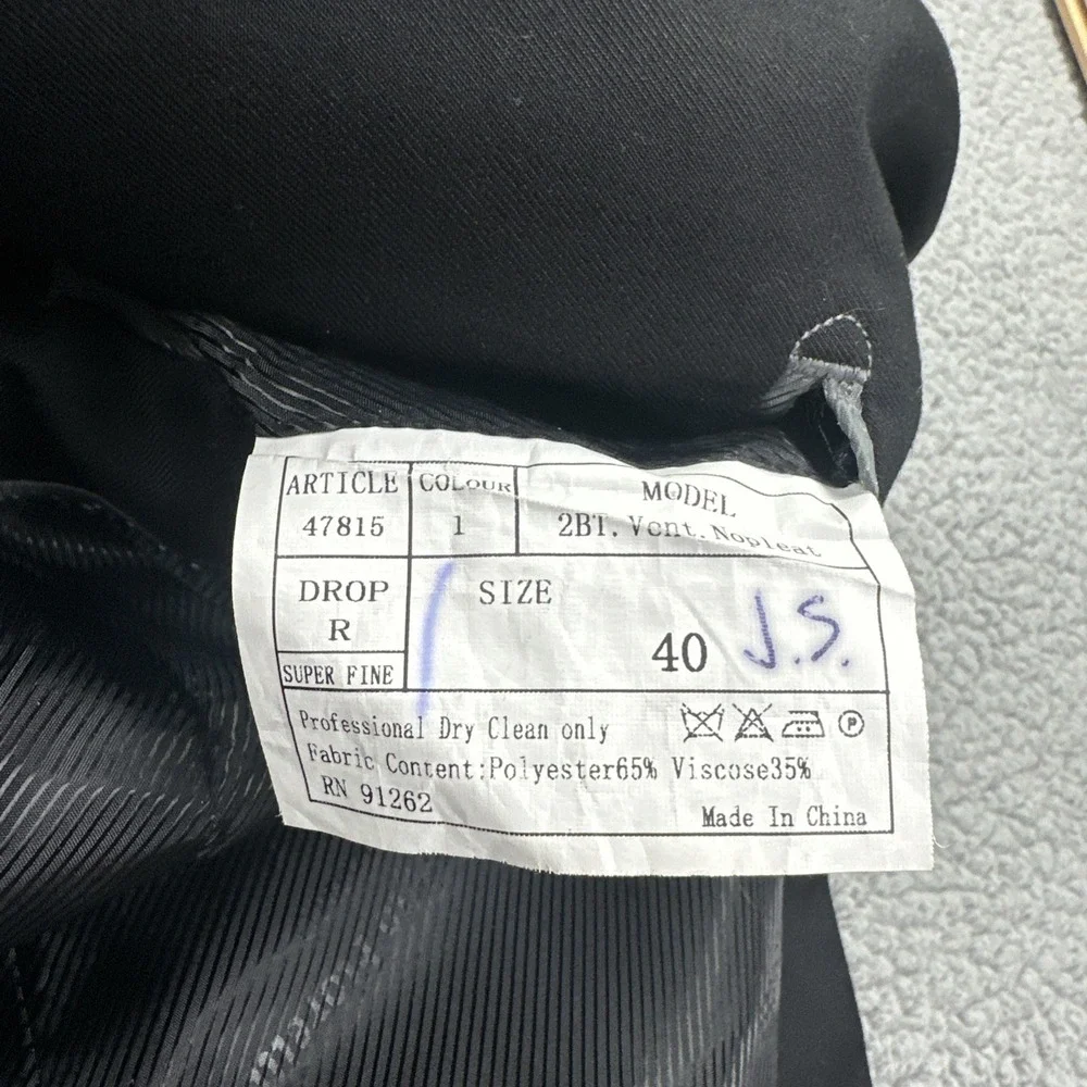 Giorgio Fiorelli Blazer Men 40R Black‎ Superlux Super Fine 150 Dual Vent Jacket